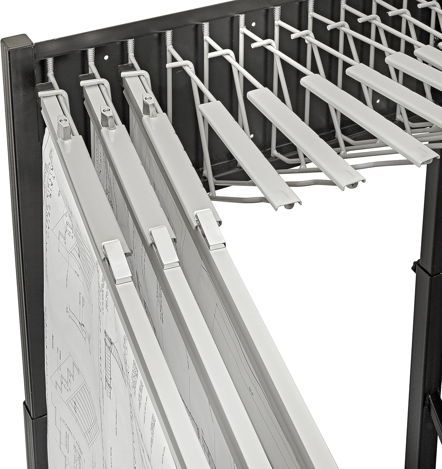 Vertical File Rolling Stand for Blueprints, Black