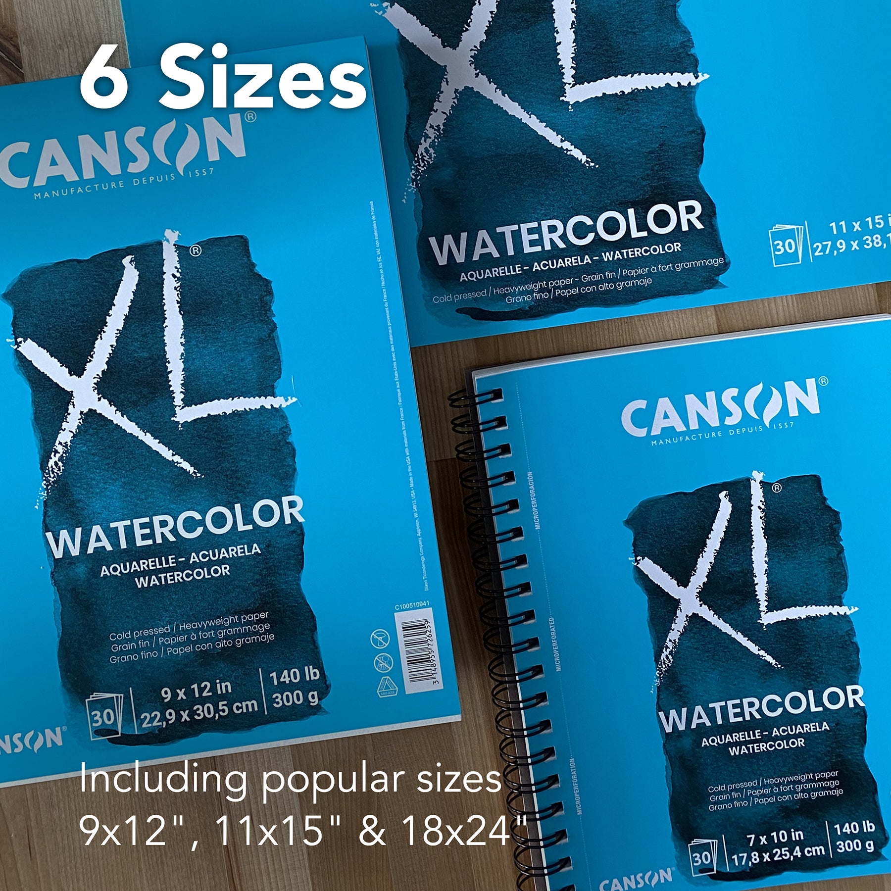 XL Series Watercolor Pad, Heavyweight White Paper, Foldover Binding, 30 Sheets, 12x18 inch, 1 Count