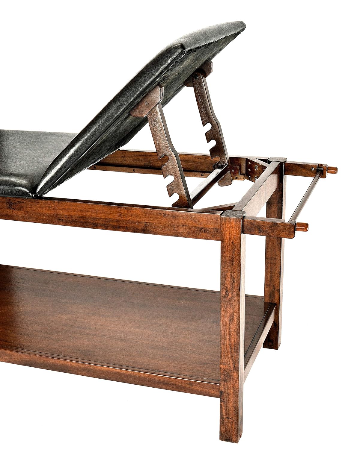 Mahogany Wooden Exam Table with Full Shelf