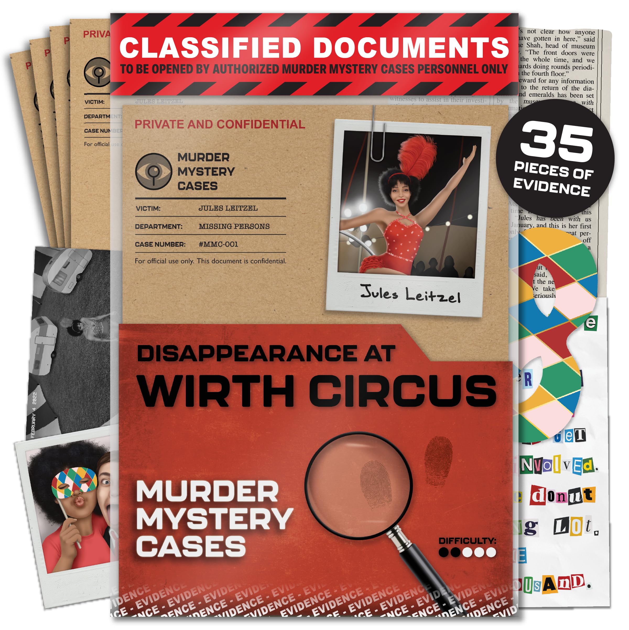 Murder Mystery Cases - Disappearance At Circus - Exciting Unsolved Escape Room Game for Adults with Intriguing Murder Mystery Cold Case File - Detective Games, Crime Solving, Mystery Board Game Fun
