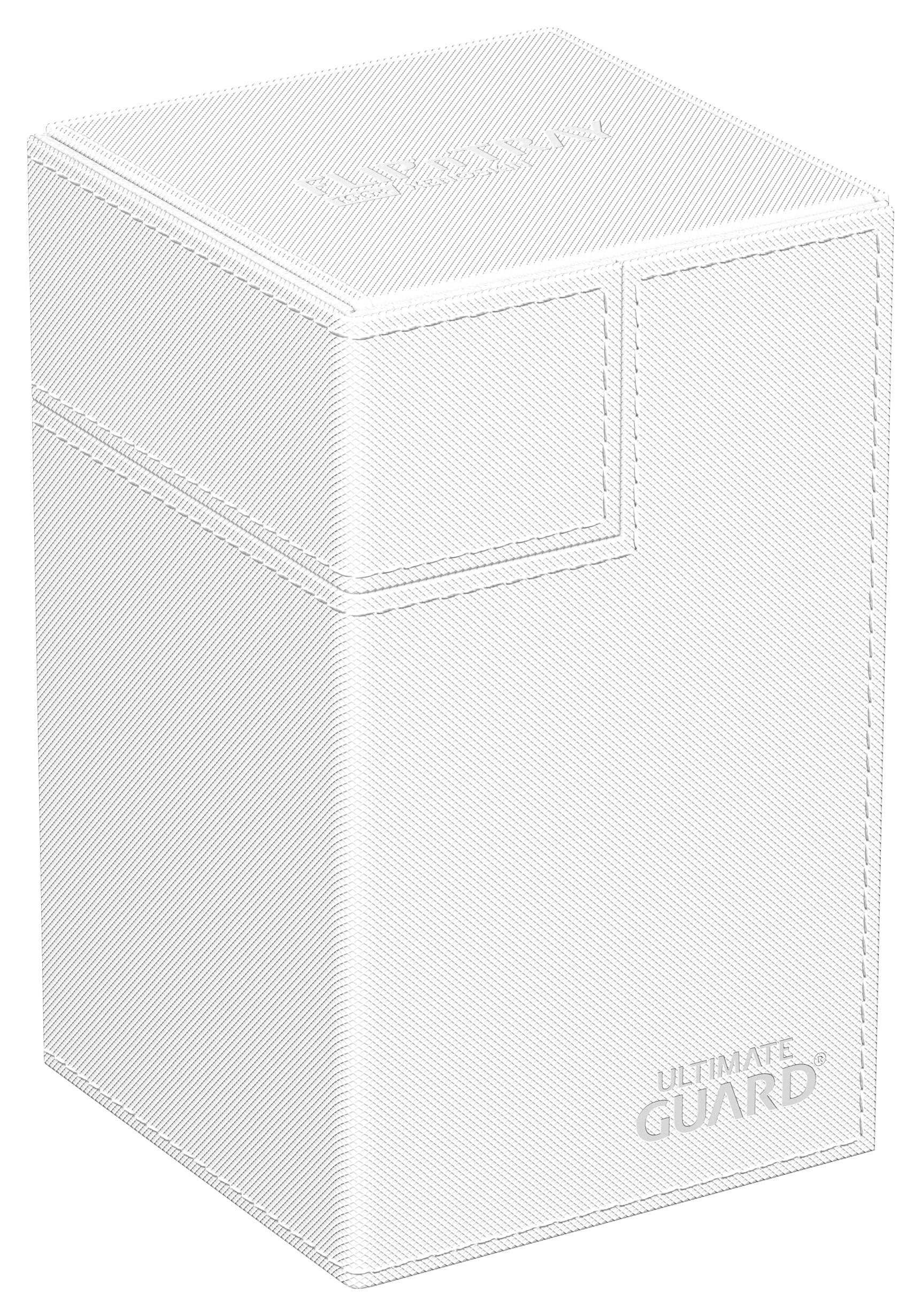 Ultimate Guard Flip'n'Tray 100+, Deck Case for 100 Double-Sleeved TCG Cards + Dice Tray, White, Independent Magnetic Closure & Microfiber Inner Lining