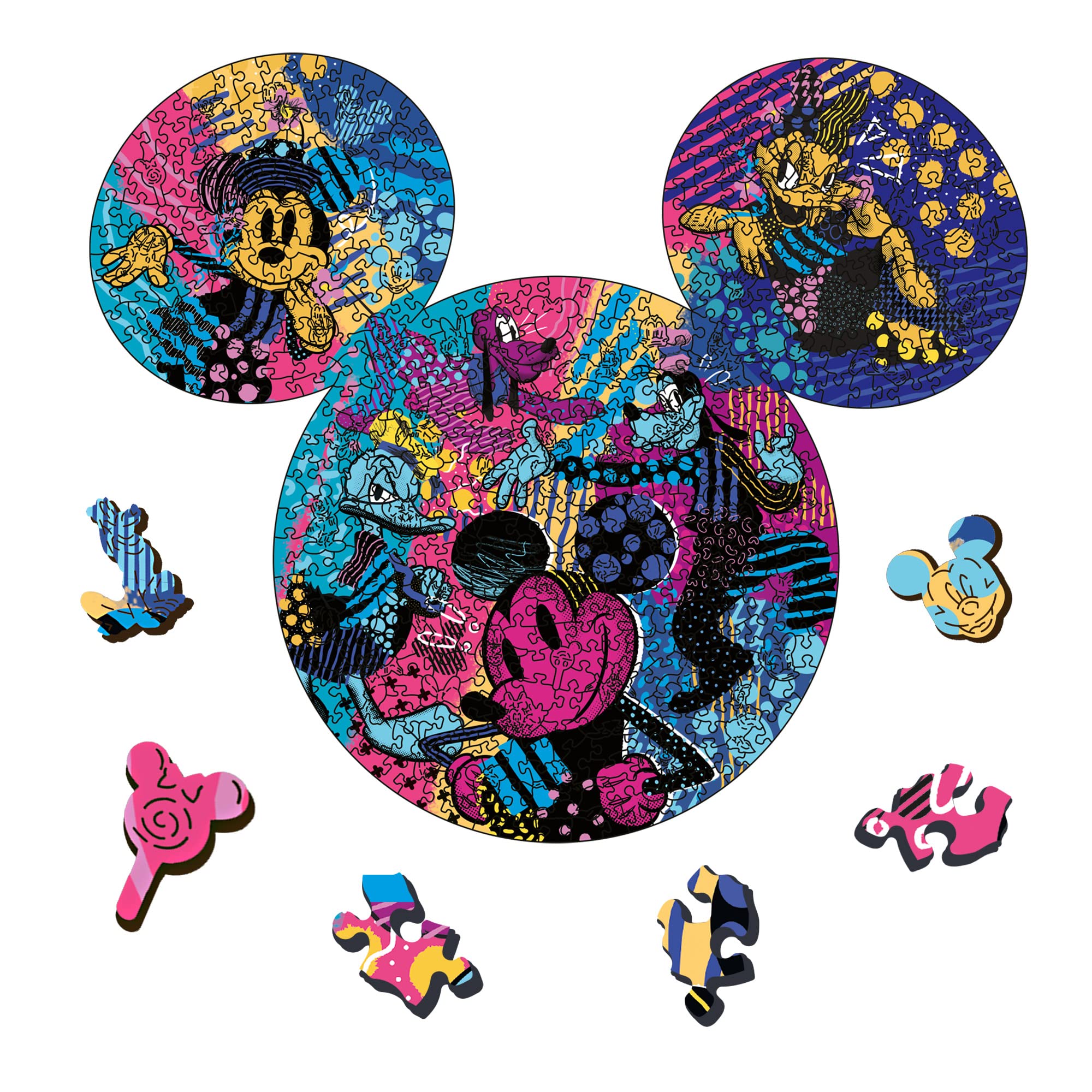 Trefl Disney Wood Craft 500+5 Piece Jigsaw Puzzle, The Iconic Mickey Mouse, Irregular Shapes, 50 Disney Puzzles, Modern Premium Jigsaw for Adults and Children from 14 Years Old