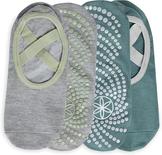 Gaiam Grippy Yoga-Barre Socks 2Pk Vintage Green
