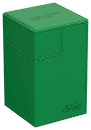 Ultimate Guard Flip'n'Tray 100+, Deck Case for 100 Double-Sleeved TCG Cards + Dice Tray, Green, Independent Magnetic Closure & Microfiber Inner Lining