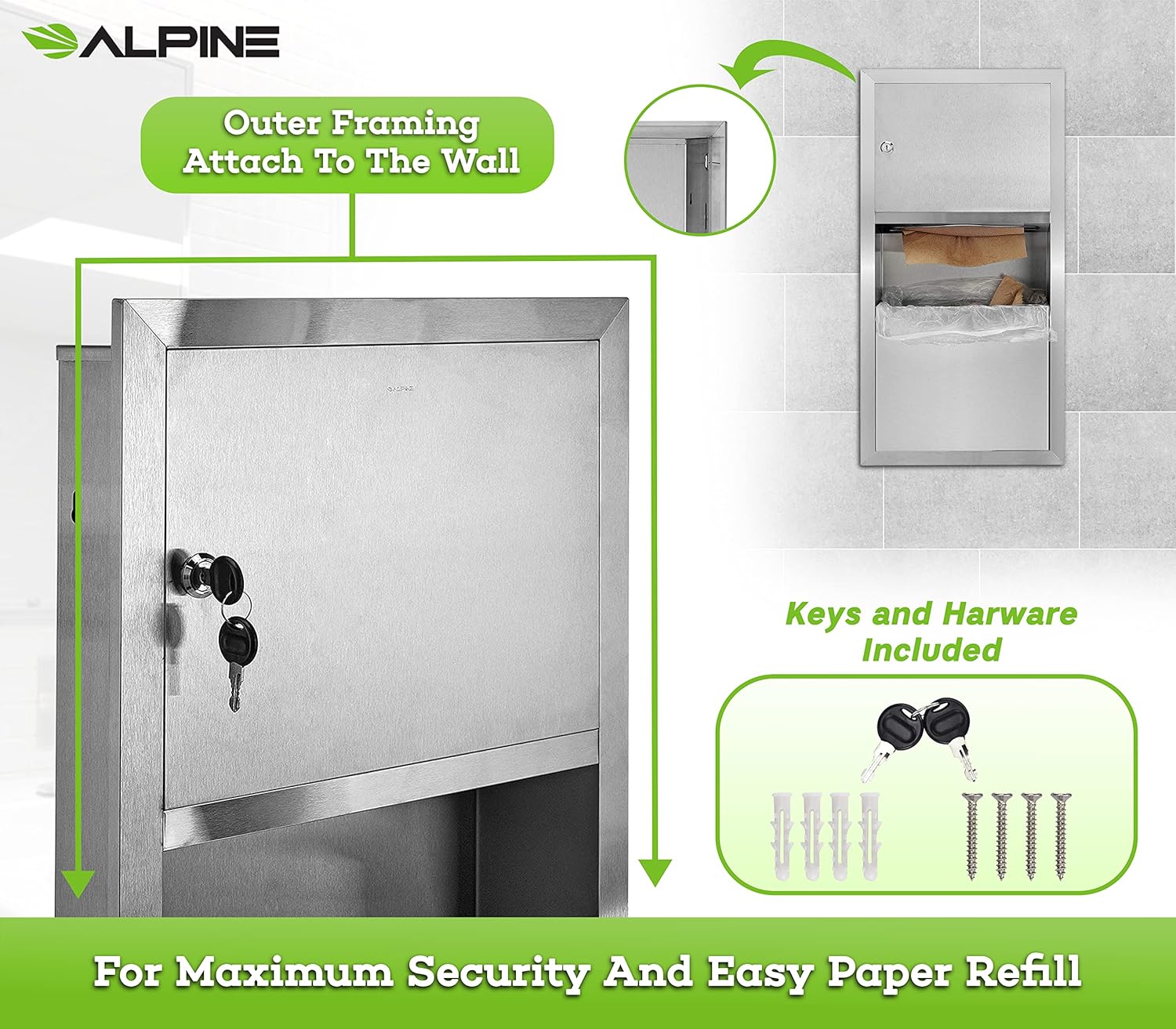 Recessed Paper Towel Dispenser / Waste Receptacle