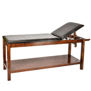 Mahogany Wooden Exam Table with Full Shelf