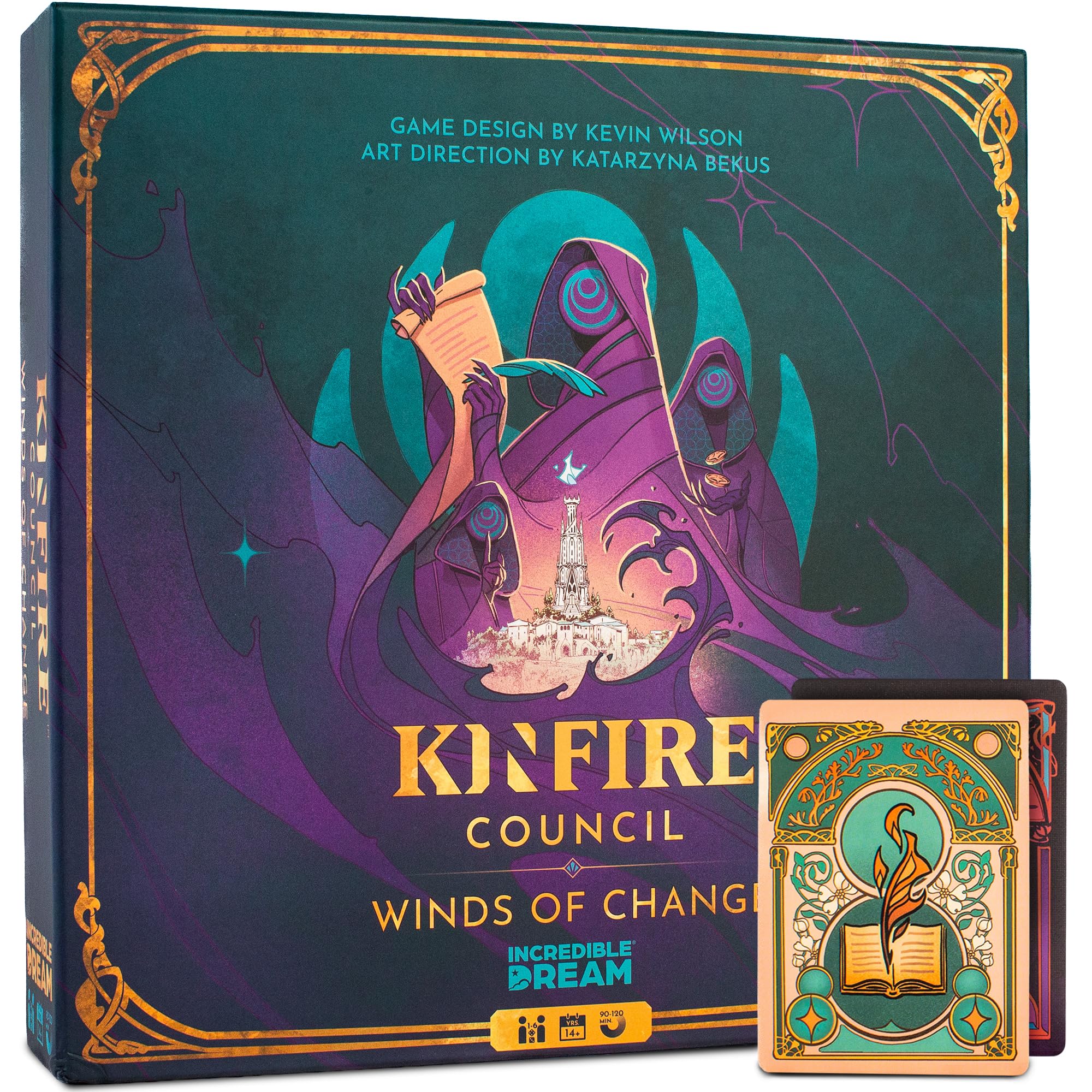 Kinfire Council: Winds of Change Expansion – Board Game Expansion with Cooperative & Solo Play, New Lighthouse Sites, Rezoning Laws, Favor Tokens, Ages 14+ (Not Standalone, Needs Base Game)