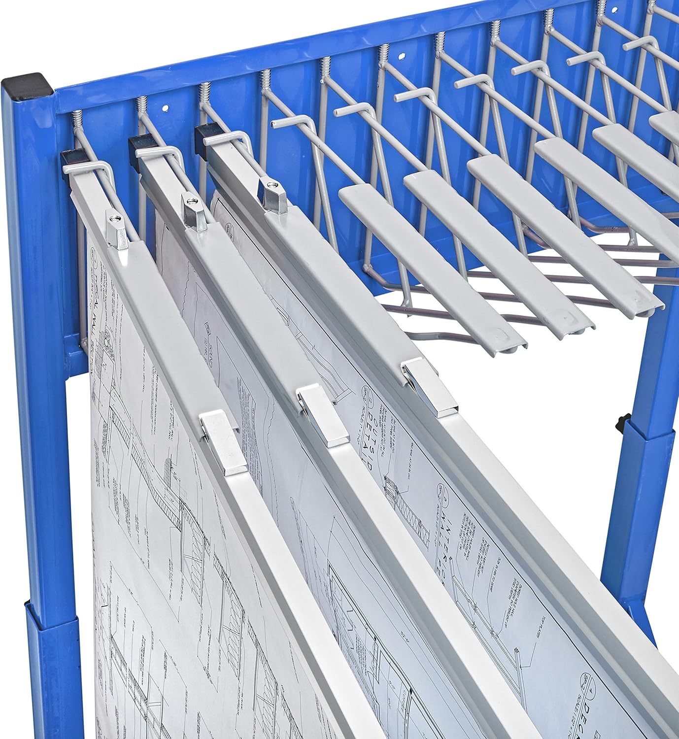 Vertical File Rolling Stand for Blueprints, Blue