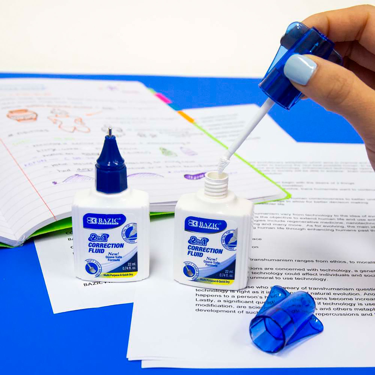 2 in 1 Correction Fluid with Foam Brush Applicator & Pen Tip, 0.74 FL OZ (22 mL)
