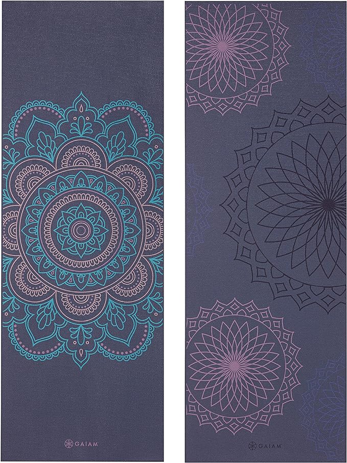 Gaiam Yoga Mat - Premium 6mm Print Extra Thick Non Slip Exercise & Fitness Mat for All Types of Yoga, Pilates & Floor Workouts (68"L x 24"W x 6mm Thick) - Purple Illusion