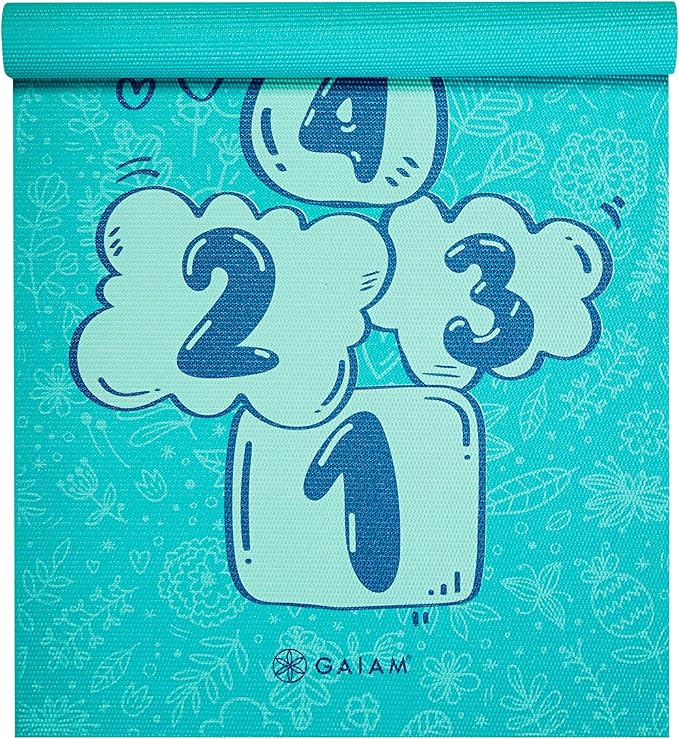 Gaiam Kids Yoga Mat Exercise Mat, Yoga for Kids with Fun Prints - Playtime for Babies, Active & Calm Toddlers and Young Children (60" L x 24" W x 3mm Thick) - Hopscotch