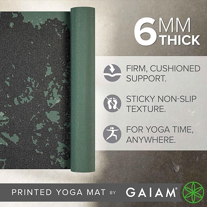Premium 6mm Print Extra Thick Non Slip Exercise & Fitness Mat for All Types of Yoga, Pilates & Floor Workouts (68"L x 24"W x 6mm Thick) - Luminary