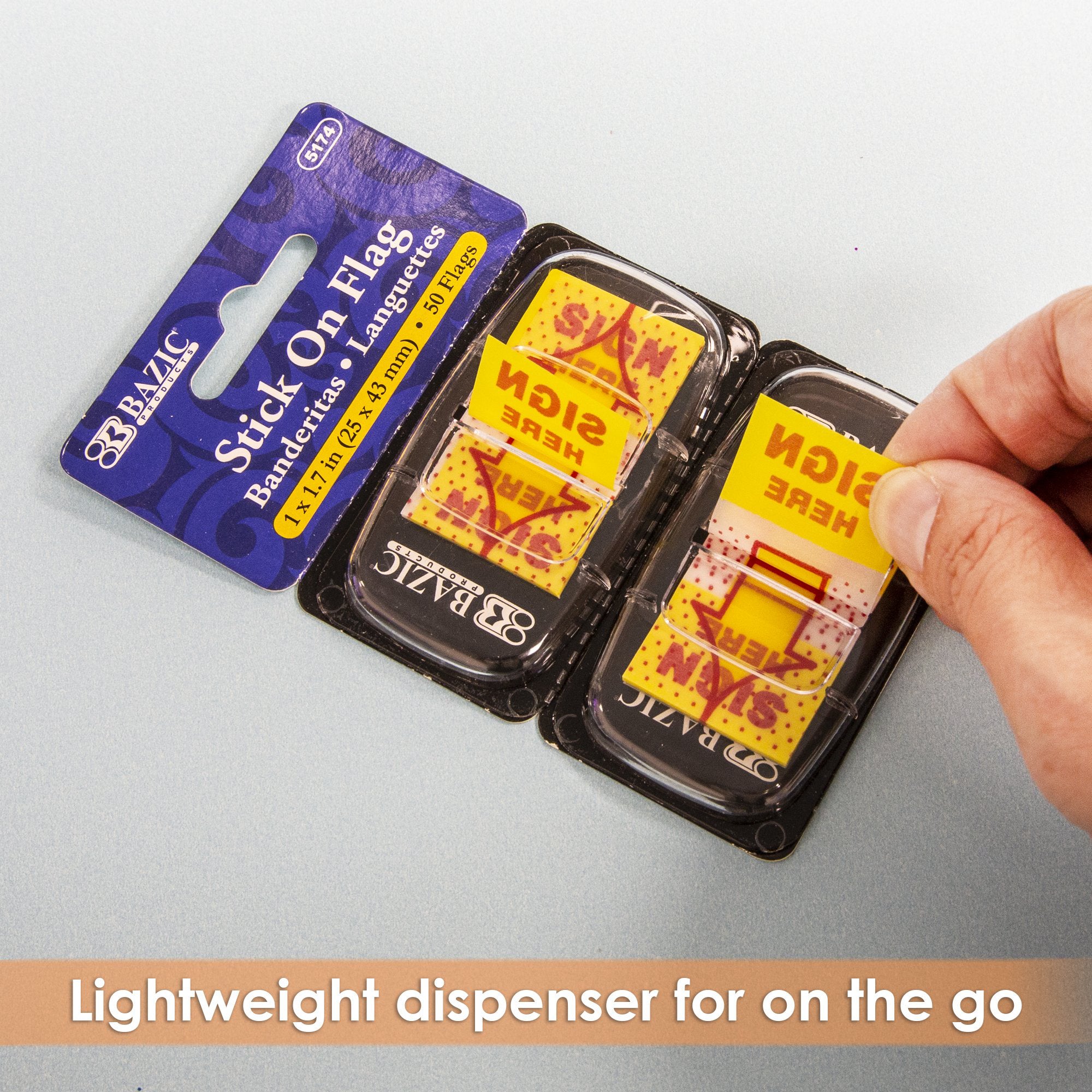 Yellow Color Printed Sign Here Flags with Dispenser, 25 ct.