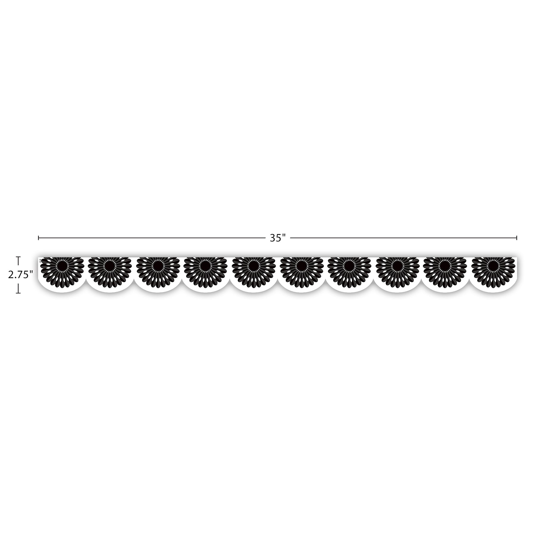 Black and White Fiesta Die-Cut Border Trim, 35 Feet