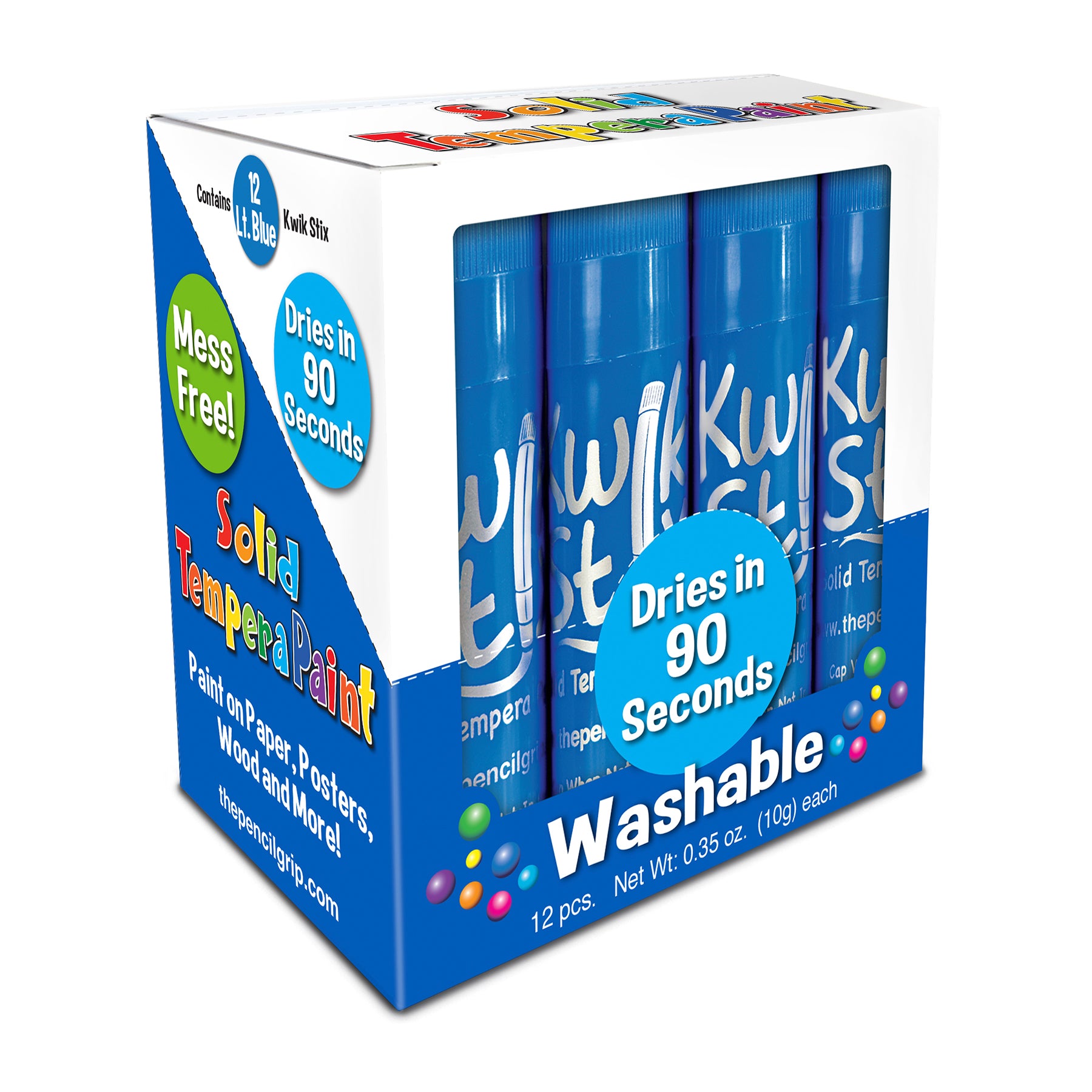 Solid Tempera Paint Sticks, Single Color Pack, Light Blue, Pack of 12