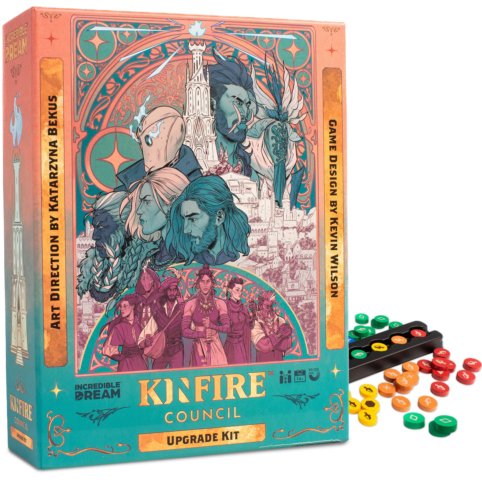 Kinfire Council: Upgrade Kit – Deluxe Wooden Tokens, Neoprene Playmats, Velvet Bags & Illustrated Lore Book - Ages 14+ - Premium Accessory Set for Kinfire Council (Not Standalone, Needs Base Game)