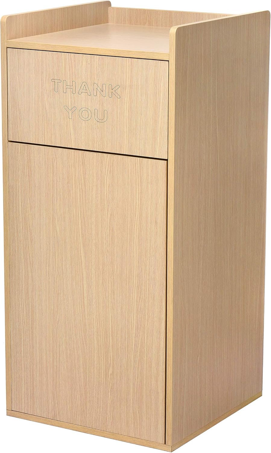 Oak 40 Gallon Wood Receptacle Enclosure with Drop Hole and Tray Shelf