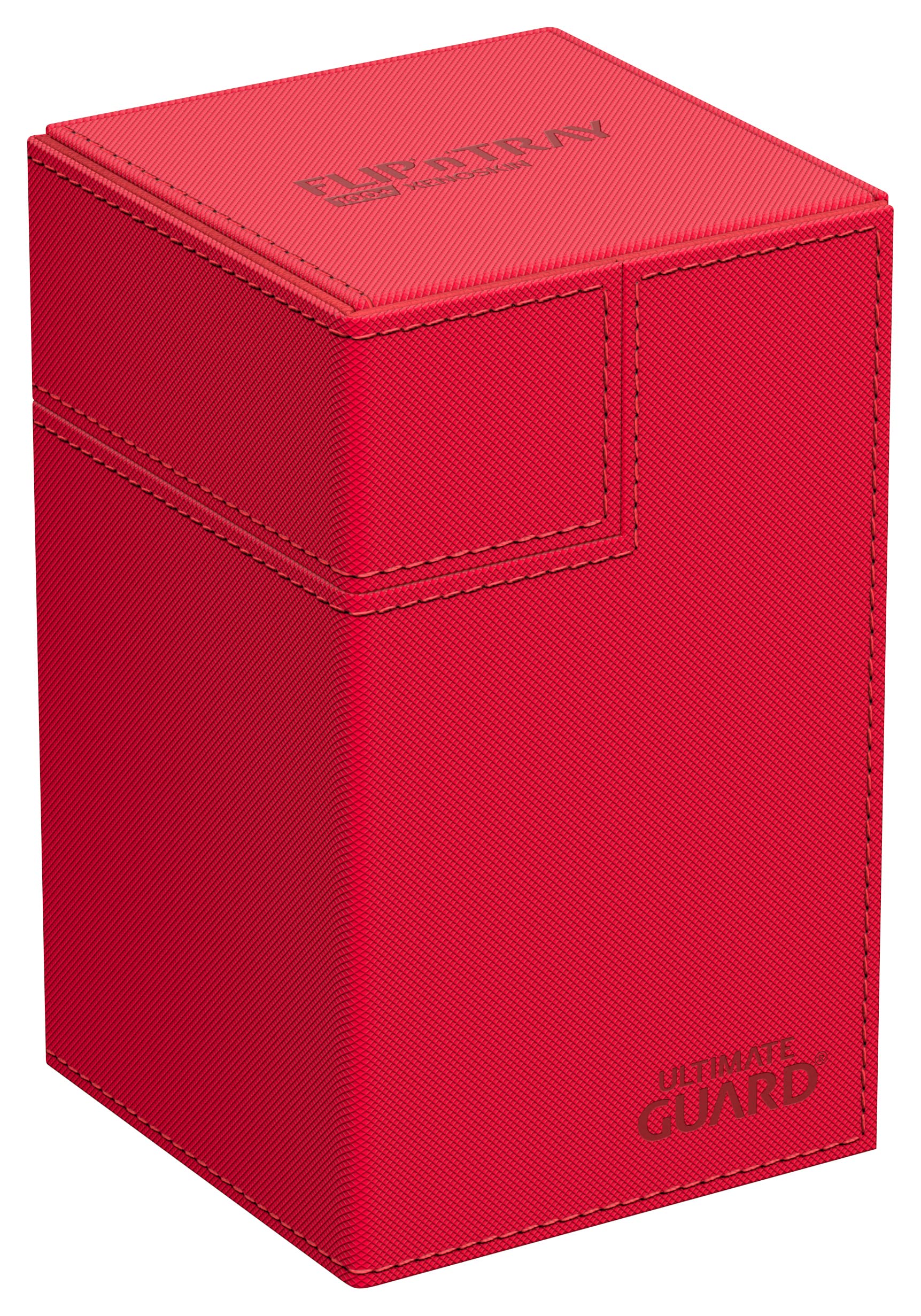 Ultimate Guard Flip'n'Tray 100+, Deck Case for 100 Double-Sleeved TCG Cards + Dice Tray, Red, Independent Magnetic Closure & Microfiber Inner Lining