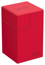 Ultimate Guard Flip'n'Tray 100+, Deck Case for 100 Double-Sleeved TCG Cards + Dice Tray, Red, Independent Magnetic Closure & Microfiber Inner Lining