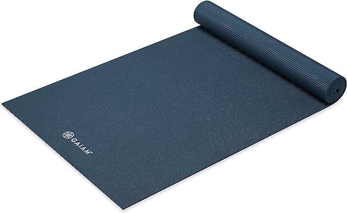 Gaiam Yoga Mat - Premium 5mm Solid Thick Non Slip Exercise & Fitness Mat for All Types of Yoga, Pilates & Floor Workouts (68" x 24" x 5mm) - Marine