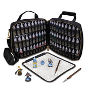 ENHANCE Miniature Paint Carrying Case - Painting Case with Slots for 60 Paints, 16 Paint Brushes - Paint Organizer Case with Gallery Display for Paints, Removable Paint Pad, Wrist Strap