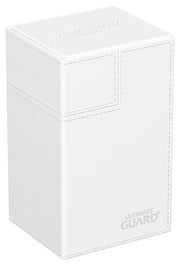 Ultimate Guard Flip'n'Tray 80+, Deck Case for 80 Double-Sleeved TCG Cards + Dice Tray, White, Independent Magnetic Closure & Microfiber Inner Lining