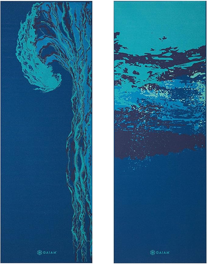 Gaiam Yoga Mat - Premium 6mm Print Extra Thick Non Slip Exercise & Fitness Mat for All Types of Yoga, Pilates & Floor Workouts (68"L x 24"W x 6mm Thick) - Peaceful Waters
