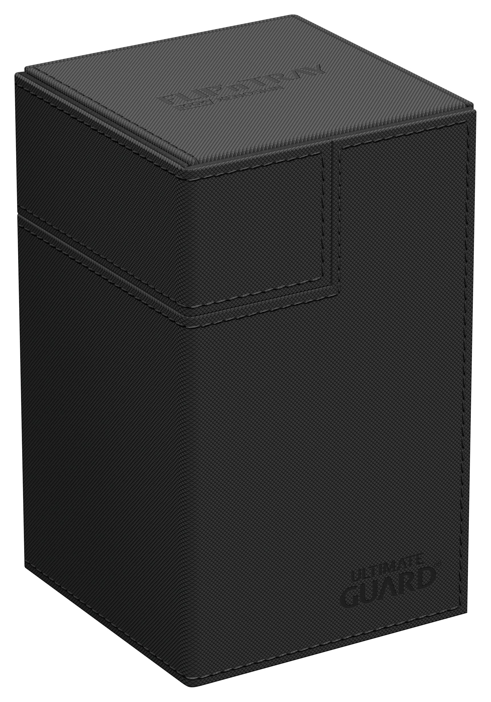 Ultimate Guard Flip'n'Tray 100+, Deck Case for 100 Double-Sleeved TCG Cards + Dice Tray, Black, Independent Magnetic Closure & Microfiber Inner Lining