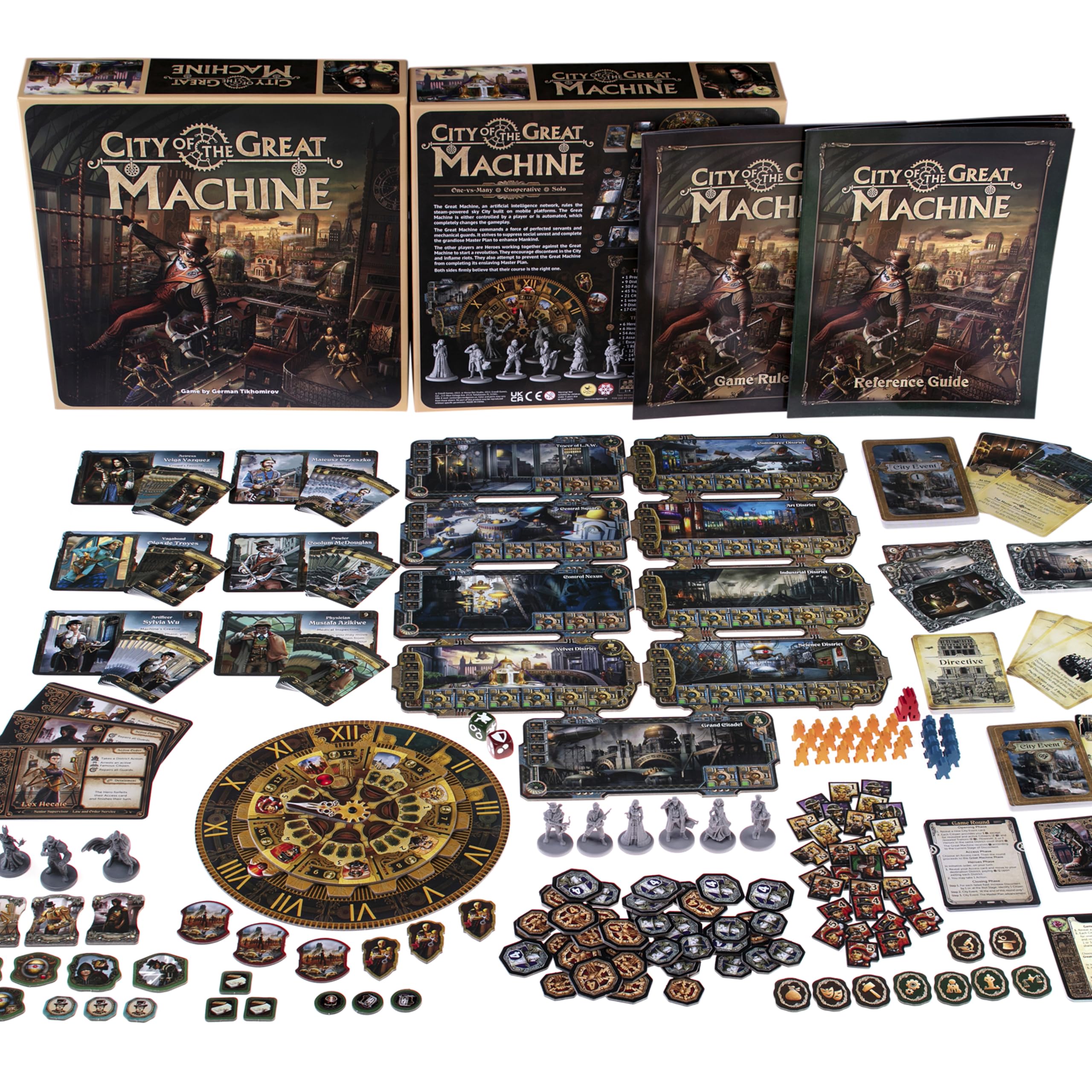 CrowD Games | City of The Great Machine Board Game | 1-4 Players | Ages 14 and up | Steampunk | One-vs-Many | Hidden Movement | Cooperative Board Games | Strategy Board Games | Playtime 45-90 min