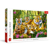 Trefl Family of Tigers 500 Piece Jigsaw Puzzle Red 19"x13" Print, DIY Puzzle, Creative Fun, Classic Jigsaw for Adults and Children from 10 Years Old