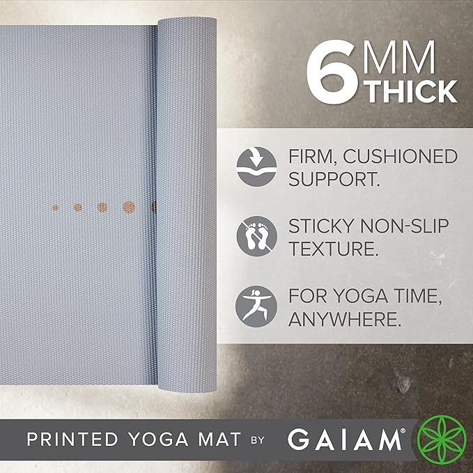 Premium 6mm Print Extra Thick Non Slip Exercise & Fitness Mat for All Types of Yoga, Pilates & Floor Workouts (68"L x 24"W x 6mm Thick) - Violet Vision