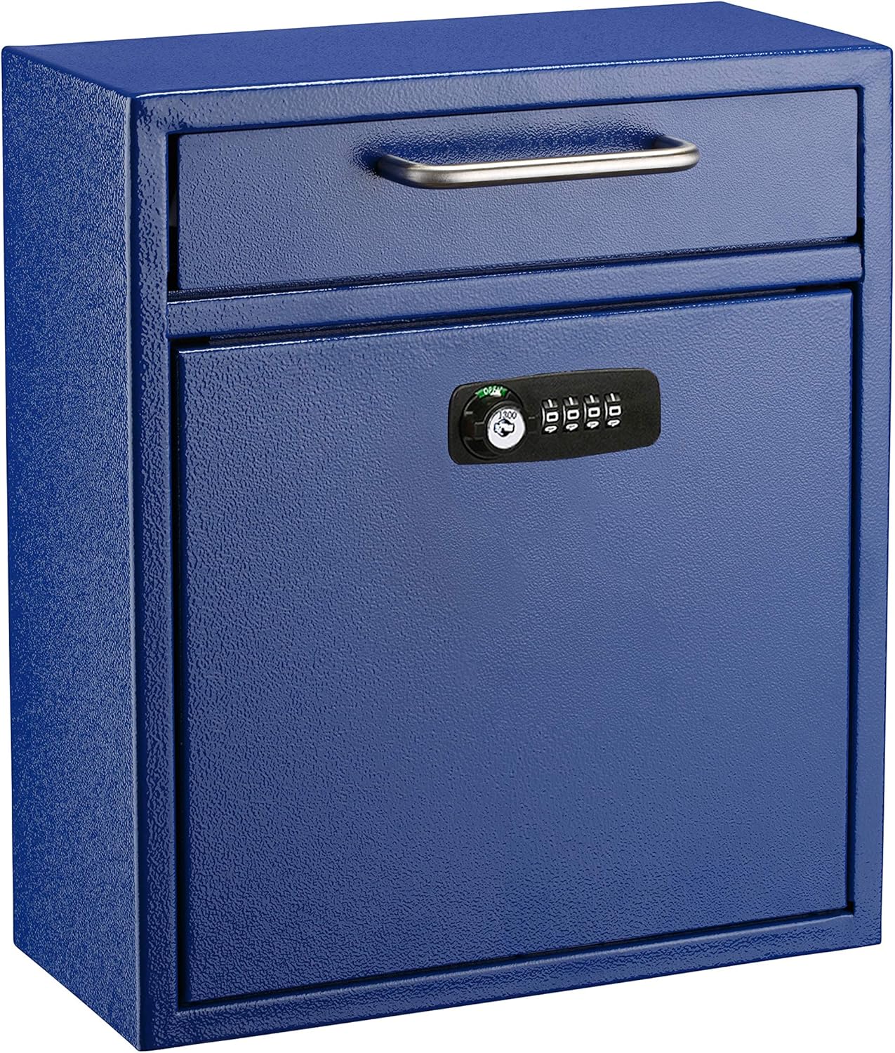 Blue Medium Drop Box Wall Mounted Locking Mail Box with Key and Combination lock with Suggestion Cards