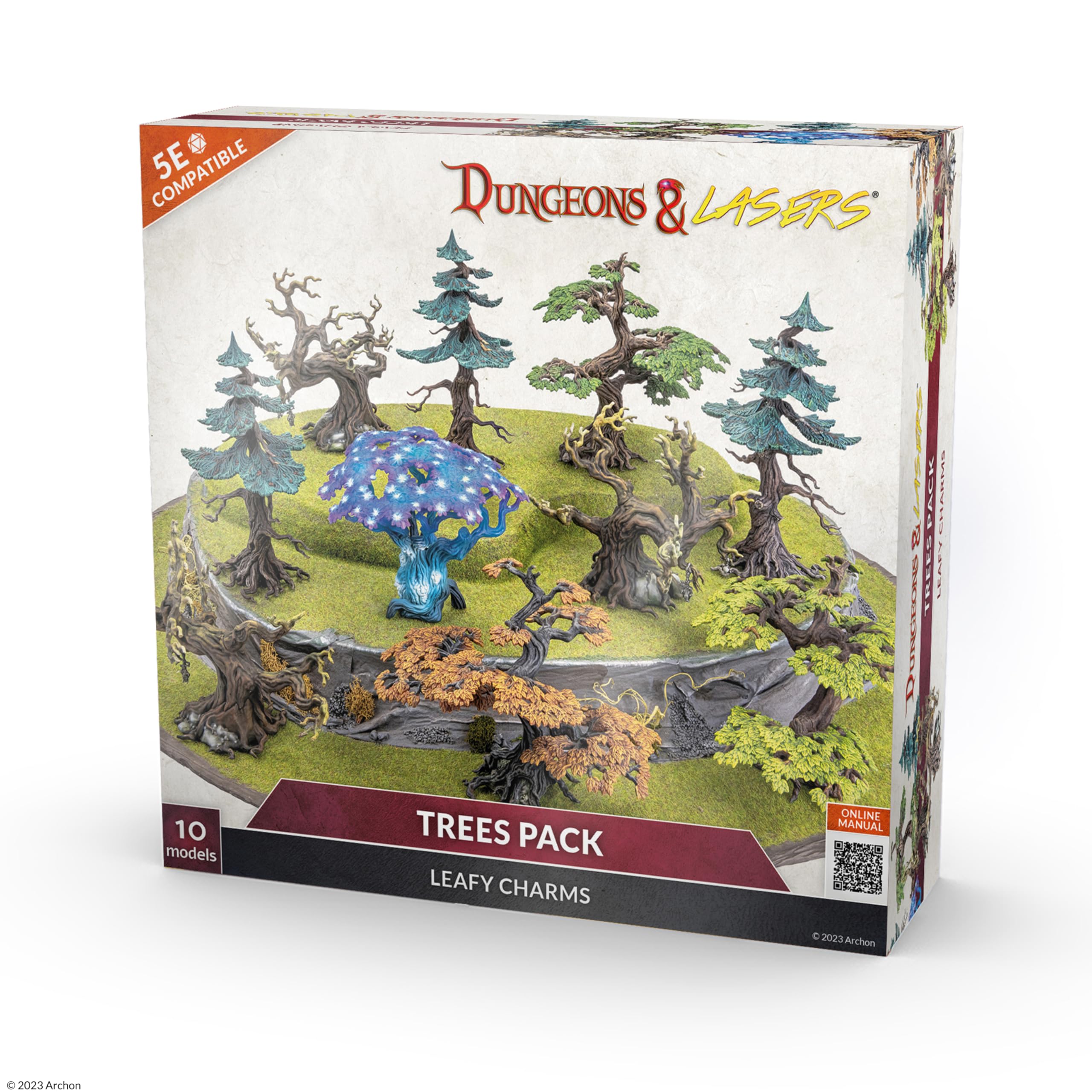 Dungeons & Lasers: Trees Pack DND Accessories Set for Tabletop RPG Game Terrain - Includes 10 Trees - 5E Compatible with 28mm - 32mm D&D Miniatures - Unpainted - from Archon Studio