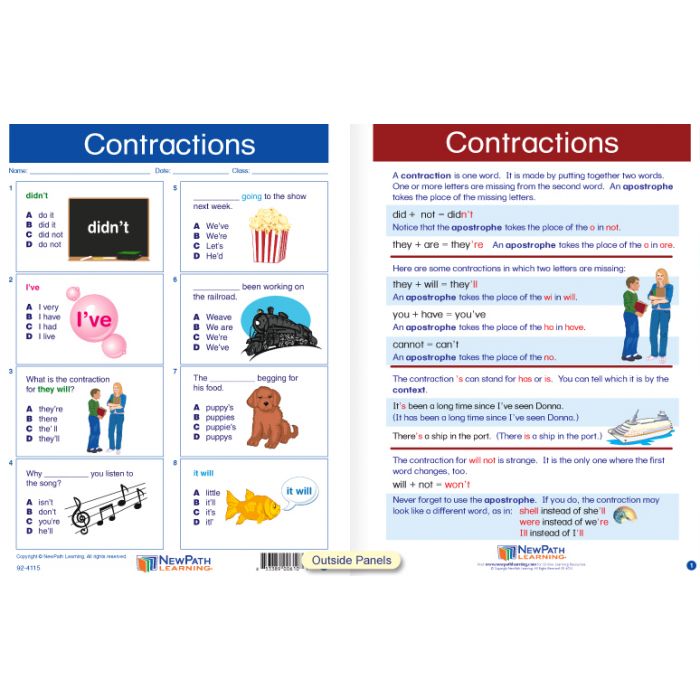 Contractions Visual Learning Guide - Grades K - 2