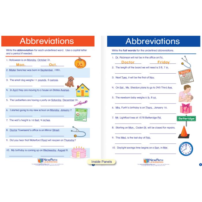 Abbreviations Visual Learning Guide - Grades K - 2