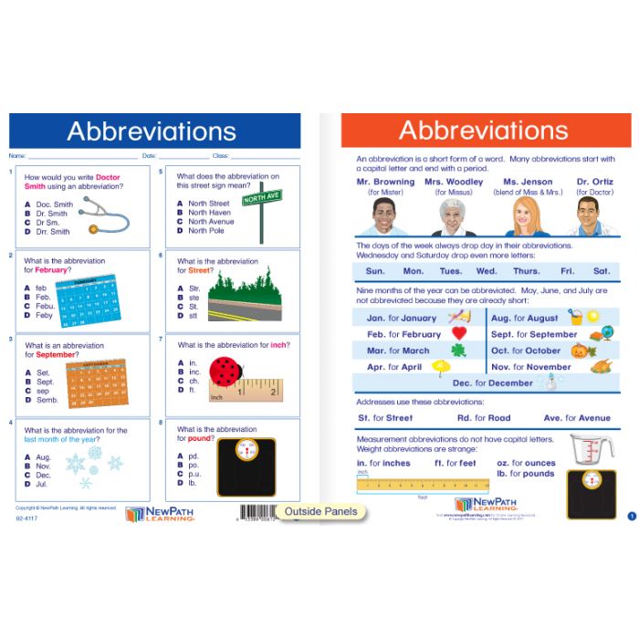 Abbreviations Visual Learning Guide - Grades K - 2