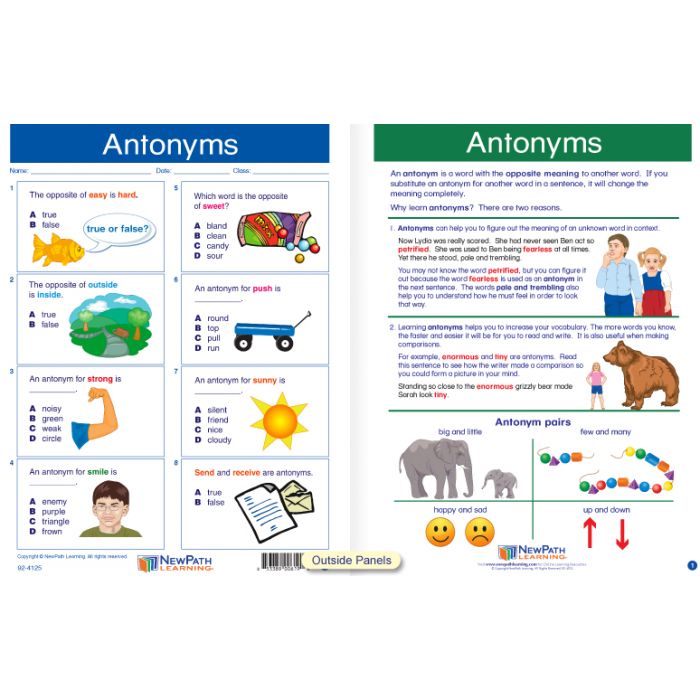 Antonyms Visual Learning Guide - Grades 3 - 5