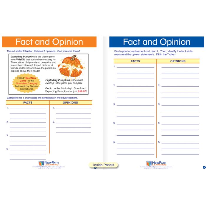 Fact & Opinion Visual Learning Guide - Grades 3 - 5