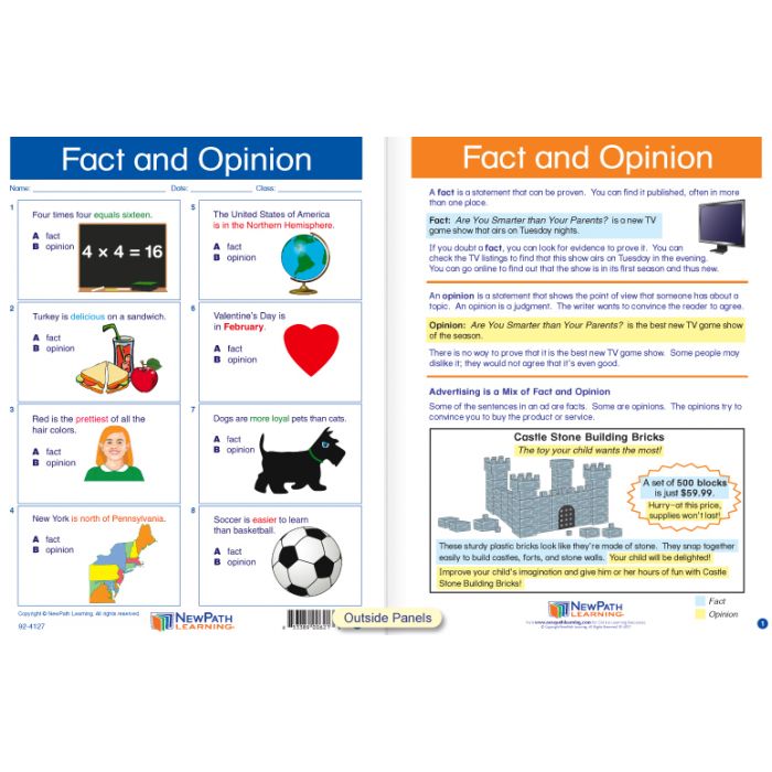 Fact & Opinion Visual Learning Guide - Grades 3 - 5