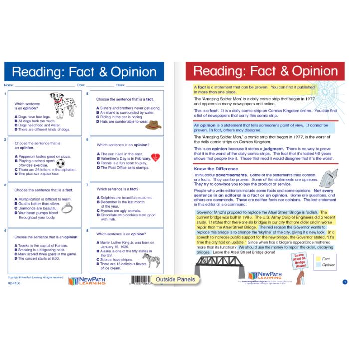 Fact & Opinion Visual Learning Guide - Grades 3 - 5