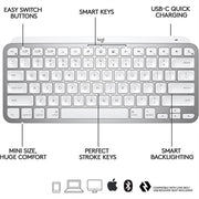 Logitech MX Keys Mini for Mac Minimalist Wireless Illuminated Keyboard, Bluetooth, Backlit Keys, USB-C, Metal Build, Pale Grey