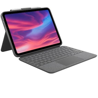 Logitech Combo Touch Keyboard/Cover Case (Folio) for 10.9&amp;#728; Apple, Logitech iPad (10th Generation &amp;A16) Tablet - Oxford Gray