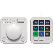 Logitech MX Creative Console, Programmable Keypad With 9 Customizable LCD Keys and Control Dial for Graphic Design, Video Editing, Photography, use with Adobe, Zoom, Spotify and more (Pale Grey)