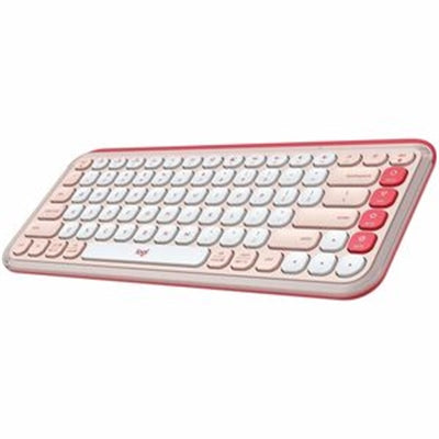 Logitech POP ICON KEYS Wireless Bluetooth Keyboard, Comfortable Typing, Programmable Keys, Easy-Switch Between up to 3 Devices (Rose &amp; Off-white)