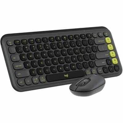 Logitech POP ICON COMBO, Bluetooth Keyboard and Mouse Combo, Comfortable Typing, Programmable Keys and Buttons, Quiet Clicks (Graphite &amp; Green)