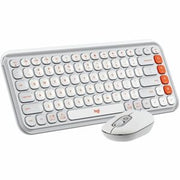 Logitech POP ICON COMBO, Bluetooth Keyboard and Mouse Combo, Comfortable Typing, Programmable Keys and Buttons, Quiet Clicks (Off-white &amp; Orange)