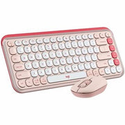 Logitech POP ICON COMBO, Bluetooth Keyboard and Mouse Combo, Comfortable Typing, Programmable Keys and Buttons, Quiet Clicks (Rose &amp; Off-white)