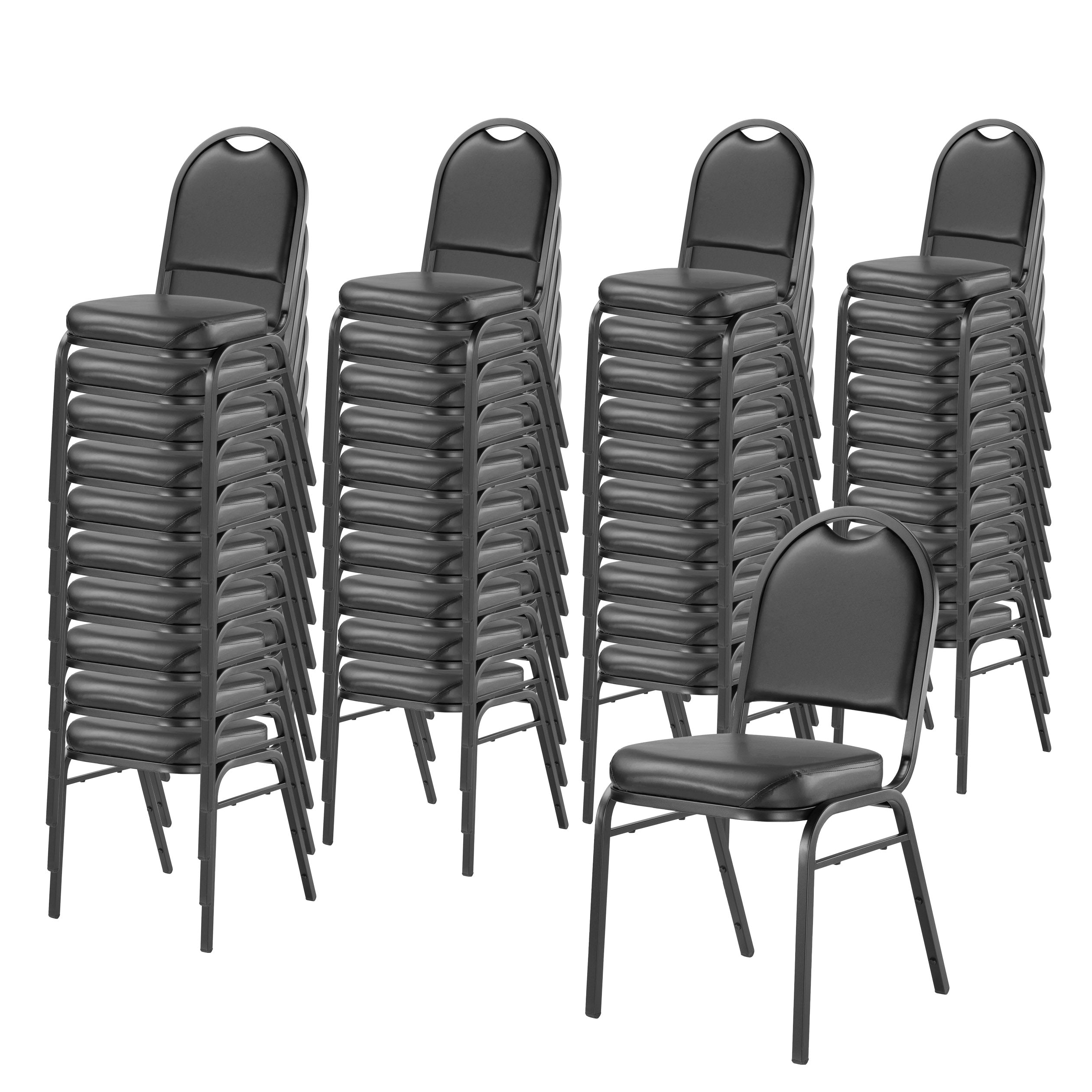 NPS® 9200 Series Premium Vinyl Upholstered Stack Chair, Surface Color: Black, Frame Color: Black Sandtex