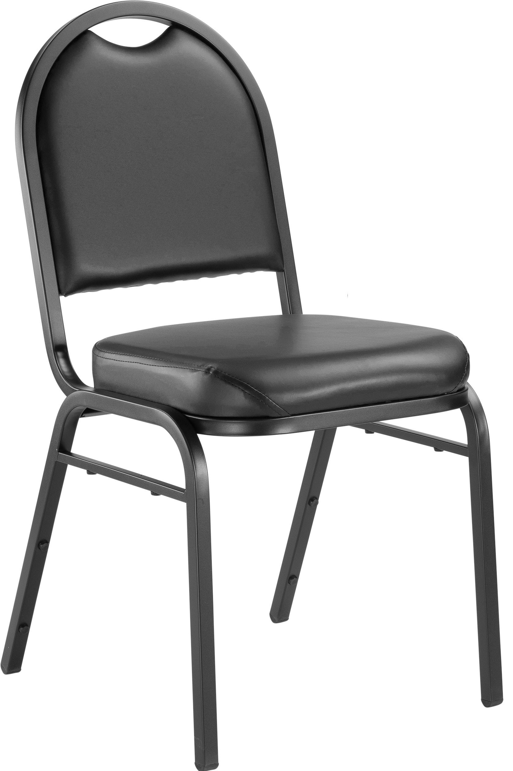 NPS® 9200 Series Premium Vinyl Upholstered Stack Chair, Surface Color: Black, Frame Color: Black Sandtex