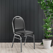 NPS® 9200 Series Premium Vinyl Upholstered Stack Chair, Surface Color: Black, Frame Color: Silvervein